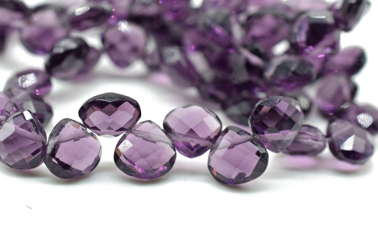Amethyst Heart shape 6mm Briolettes,Amethyst drilled Briolette,February Birthstone briolettes,Purple Amethyst Quartz briolettes,Amethyst