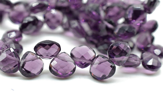 Amethyst Heart shape 6mm Briolettes,Amethyst drilled Briolette,February Birthstone briolettes,Purple Amethyst Quartz briolettes,Amethyst