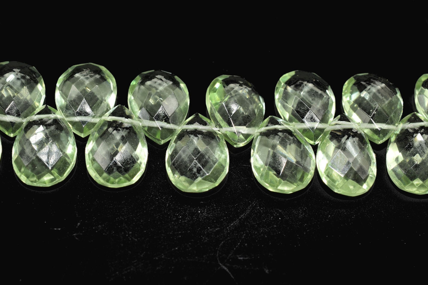 Green Amethyst Quartz Beads,Green Amethyst Quartz Faceted Almond Pear Beads,AAA Quality Green Amethyst Briolettes,9x13mm brioletts