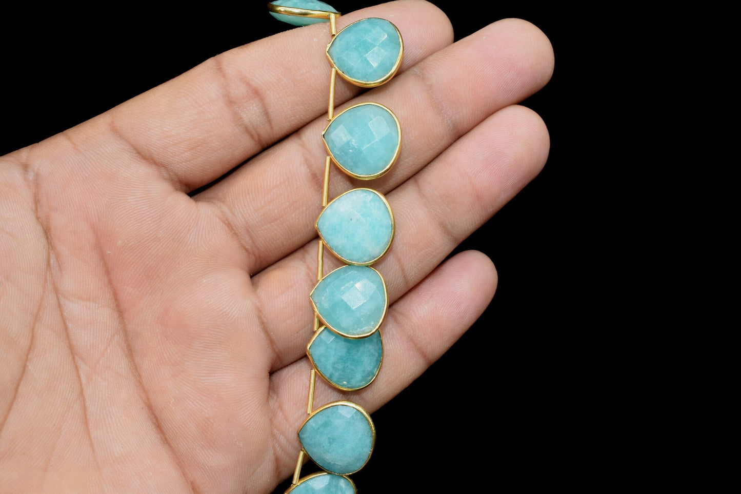 Natural Amazonite 14mm Heart shape 11 Pieces strand,Natural Gemstone Bezel Charms Links Connector Pendant,Single Bail Connectors jewelry