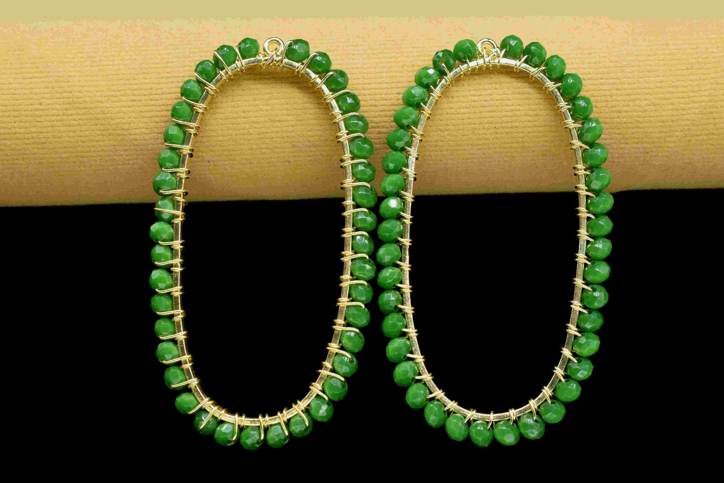 Natural Emerald beads Finding Connector,Oval Pendant Component,Handmade Connector,Finding Necklace,Beaded Finding Component,Emerald jewelry,