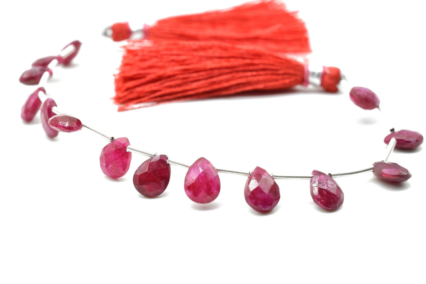 Ruby 6x8mm TearDrop Briolettes,Red Corundum Briolettes,Jewelry making beads,Supplies beads,Ruby Pear shape Briolettes,Dyed ruby Briolettes