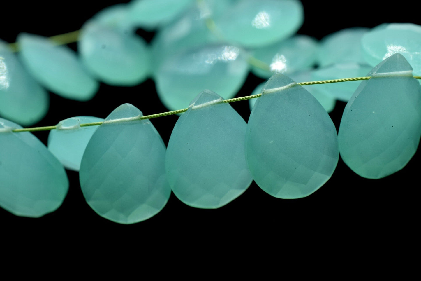 Aqua Chalcedony Pear shape 9x13mm Briolettes,Aqua Chalcedony Teardrop Briolette,Match Pair- Aqua Chalcedony Faceted Briolettes Calibrated