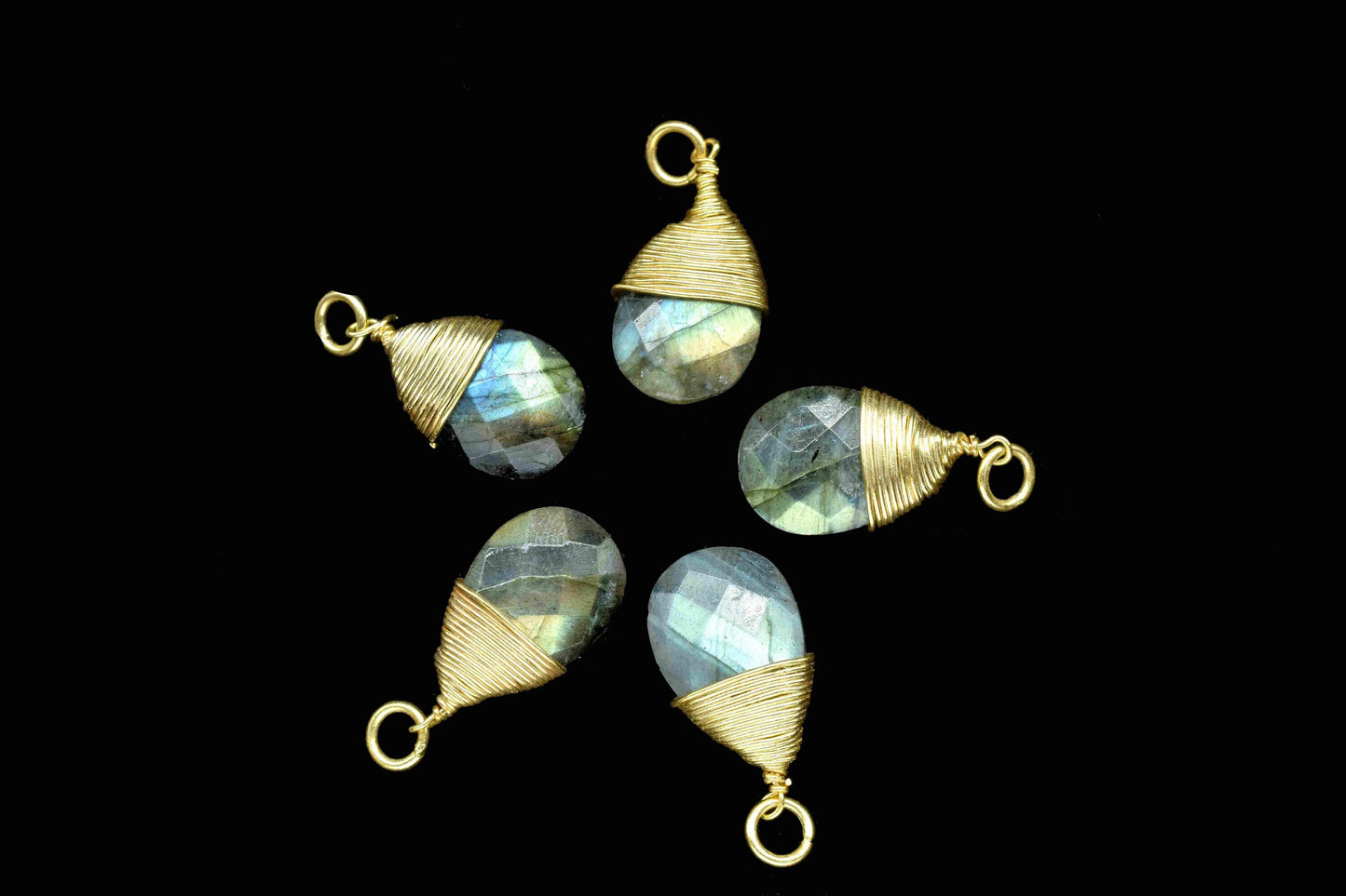 Labradorite Teardrop Faceted Connector,Gemstone Wire Wrapped Pendant,Loop jewelry,Pendant Jewelry,Wire Wrapped Necklace,Labradorite Jewelry