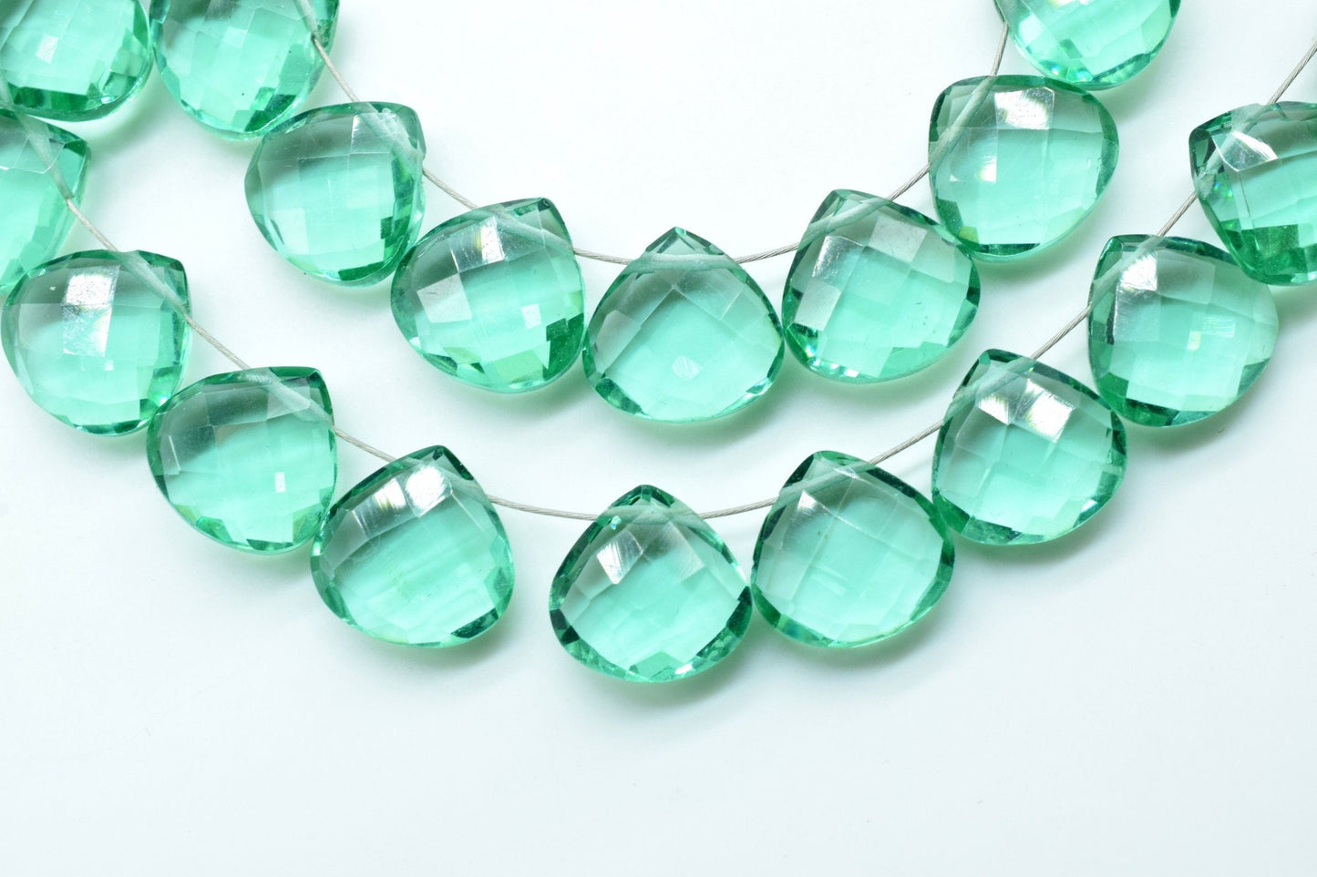 green  Apatite Faceted 10mm Heart Shape Briolettes,Side drilled Briolette,Finest Apatite Briolette,Handmade Briolette, Birthstone briolettes