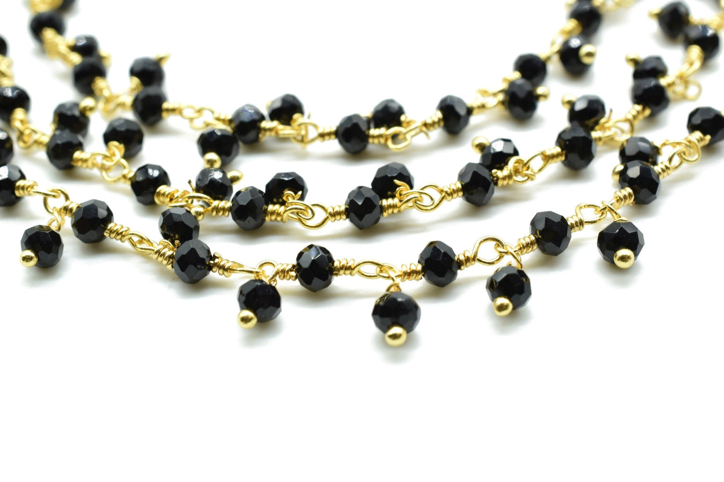 Black onyx Cluster Rosary Chain,Handmade Jewelry Making Wire Wrapped Beaded Chain By Foot For Necklace,Exceptional Spinel CLUSTER Rosary