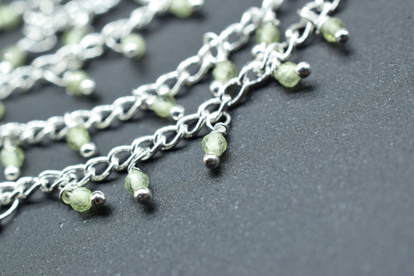 2mm Prehnite Rosary Chain,Prehnite Beads wire wrapped chain,Gemstone Beads Rosary Chain,Prehnite Cluster Rosary,Jewelry Craft,Green Rosary