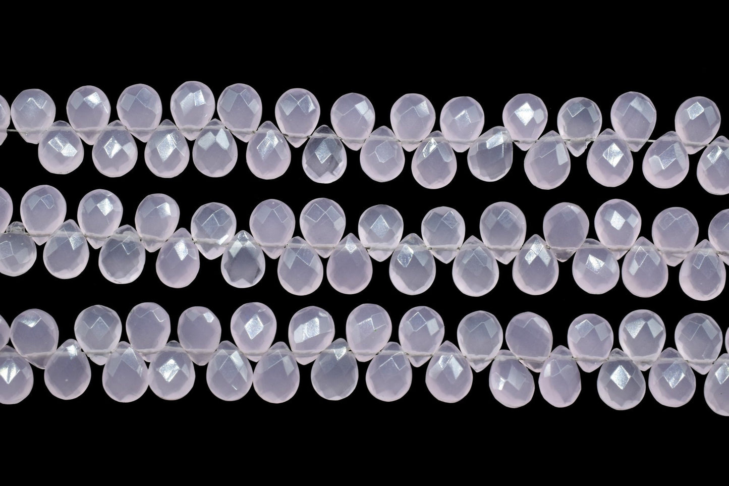 Pink Chalcedony 6x8mm Pear Shape Briolettes,Micro Faceted Pear Shape Beads,7Inch Strand,Rose Quartz Faceted Teardrop,Jewelry Making Gemstone