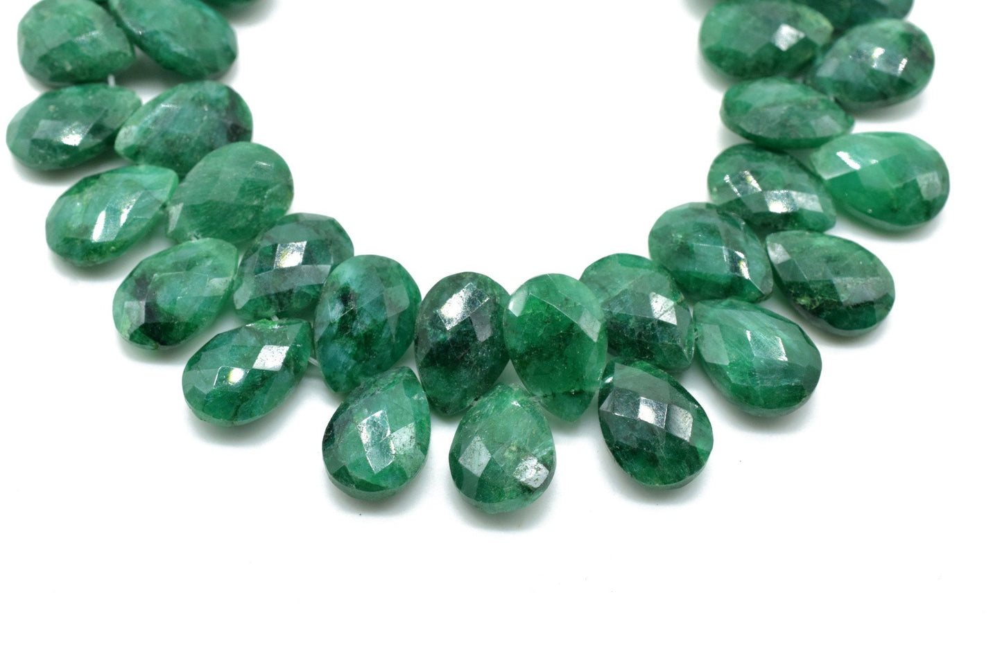 Emerald 9x13mm Briolettes,Natural Emerald Beads,Faceted Emerald Beads,Emerald Faceted Pear Briolettes,Emerald Jewelry making beads,Supplies