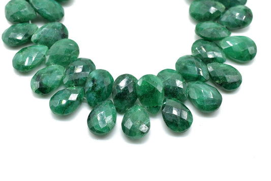 Emerald 9x13mm Briolettes,Natural Emerald Beads,Faceted Emerald Beads,Emerald Faceted Pear Briolettes,Emerald Jewelry making beads,Supplies