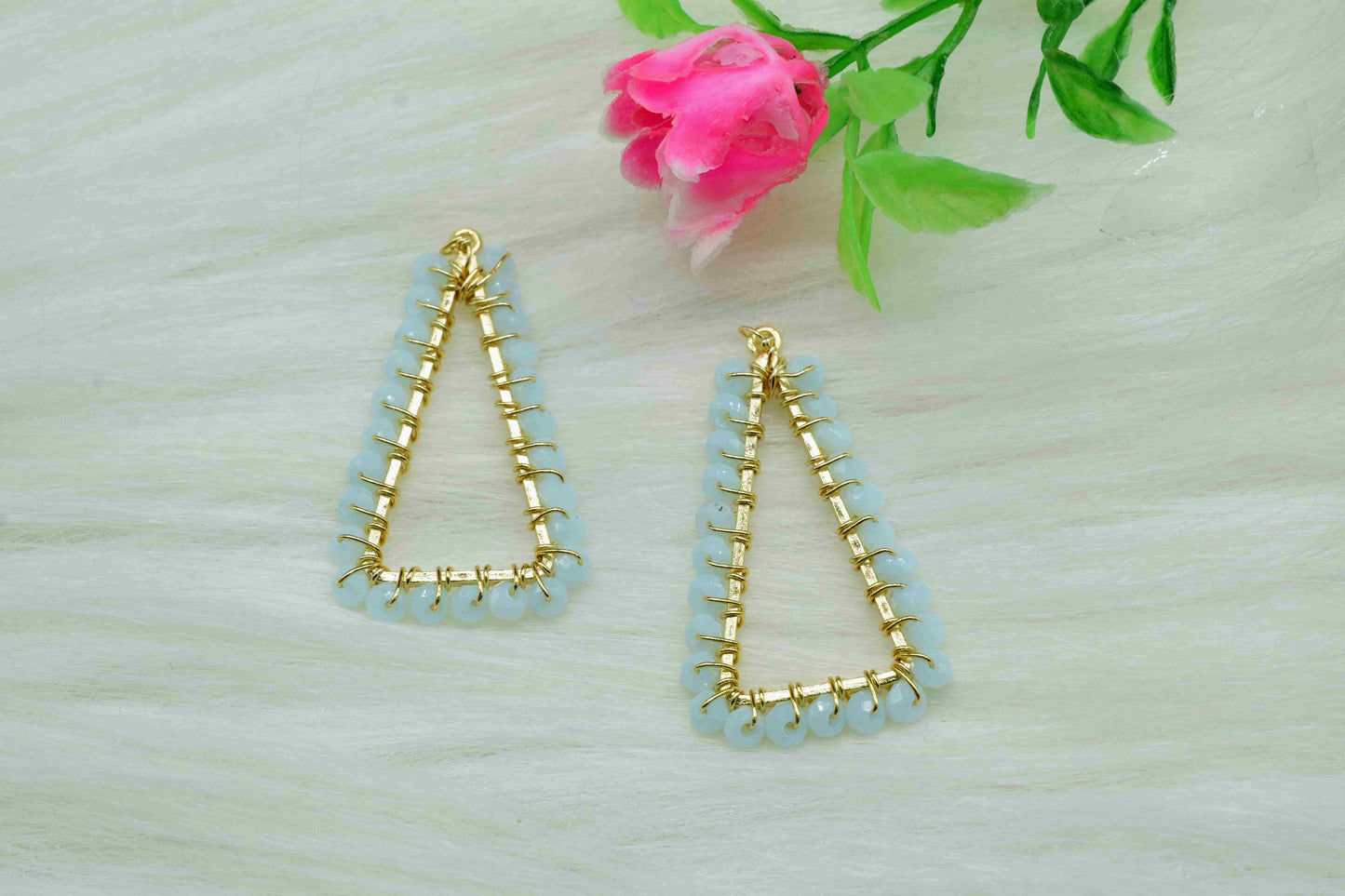 Opalite Wire Wrapped Dangle Earring,Gemstone Component,Handmade Beaded Earring Connector,Finding Necklace,Opalite jewelry,Component Jewelry,