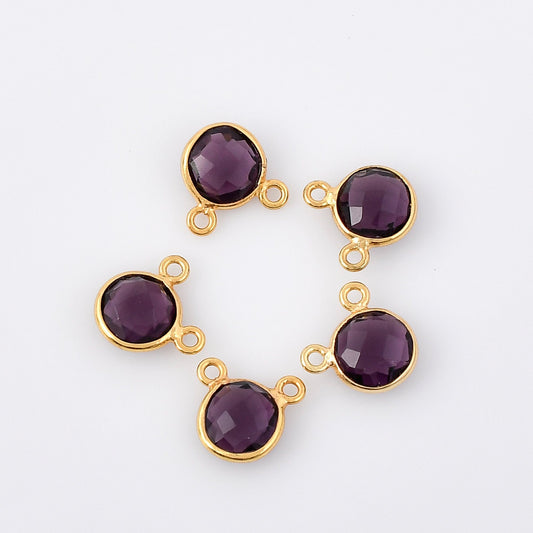 Amethyst charms,Amethyst double connector pendant,jewelry making charms,Gemstone connector,Brass charms,Gold plated charms,Jewelry supplies