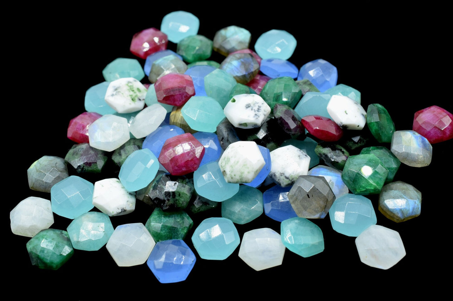 Blue Chalcedony faceted 10mm Hexagon Briolette,Blue Chalcedony Hexagon Beads,Gemstone Beads,Jewelry making Hexagon Beads,Fancy Briolettes