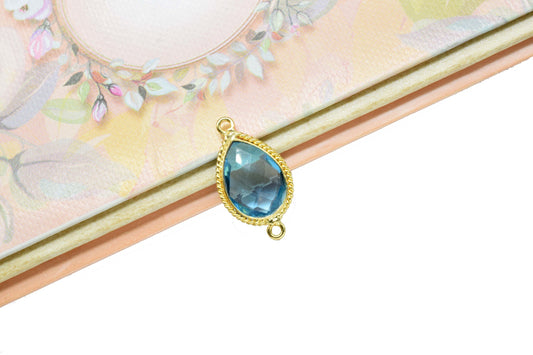Sky Topaz Gemstone Faceted Bezels Jewelry,Sky Topaz Gold Plating Single Bail Pendants,Gemstone 10x14mm Pear Shape Pendant,Sky Topaz charms