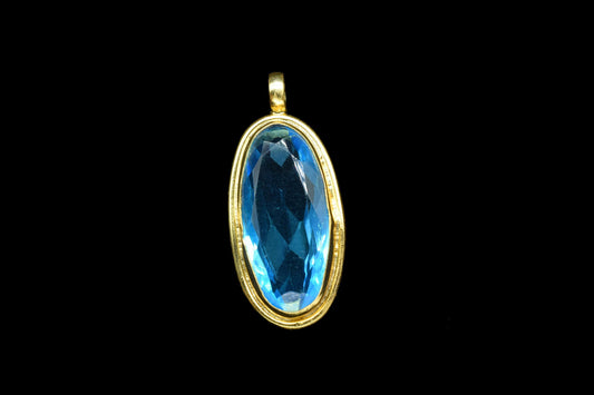 Sky Topaz Oval Pendant Charms,Statement Pendants,Loop Pendant,Handmade Brass Pendant Jewelry,Gemstone faceted Pendants,Single Bail Pendant