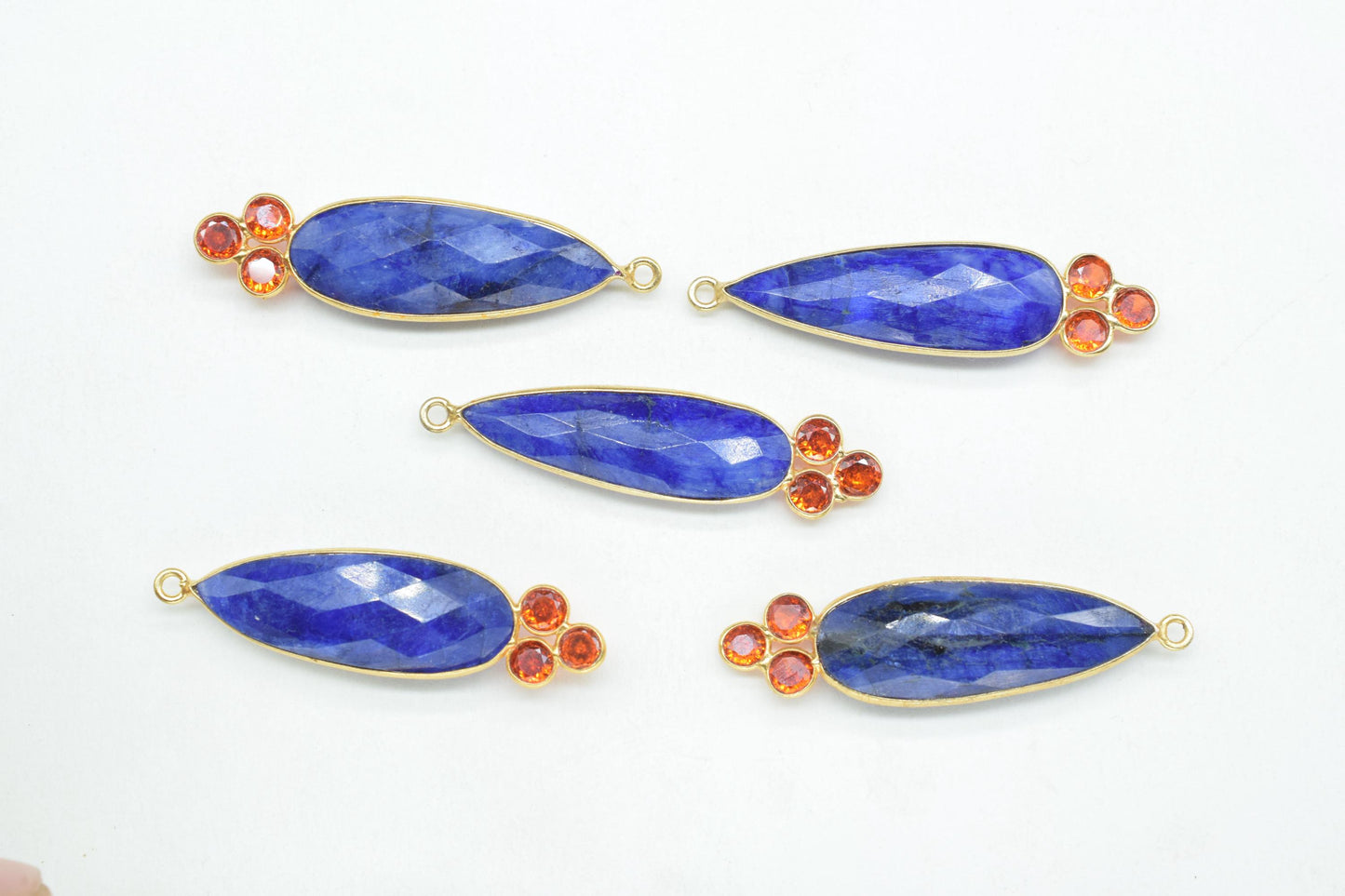 Blue Sapphire 10x30mm Teardrop Bezel charms,Blue Sapphire Pendant,Gemstone connector,Sapphire Jewelry,Cubic zirconia Bezel charms,Gifts,P121