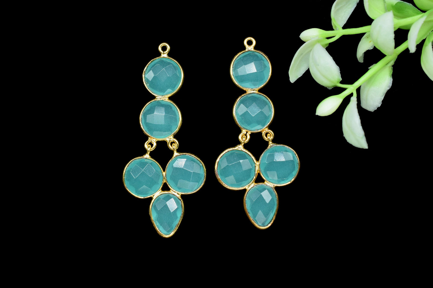 Natural Stone Pendant Connectors,Gemstone Craft Supply,Handmade Beads Jewelry,Statement Earrings,Components Earrings,Station Bezel Link,Gift