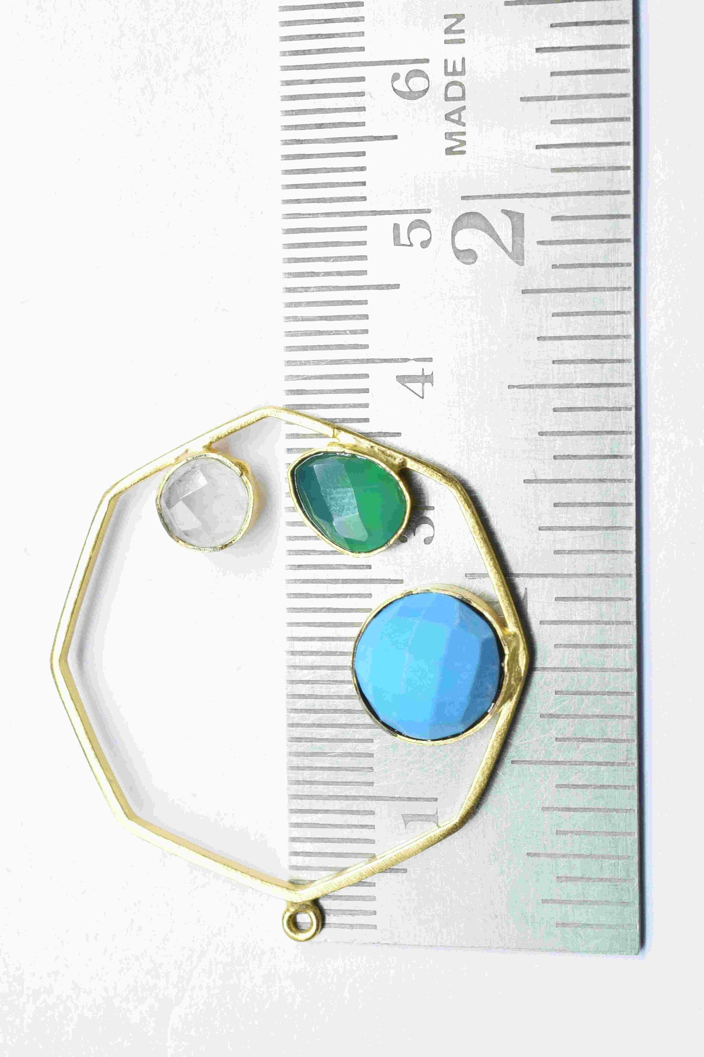 Multi Stone Turquoise Gemstone 10mm Round Shape Pendant,Green Onyx Pendant,Moonstone Faceted Gemstone,Finding Hexagon Shape Jewelry,Gift Her