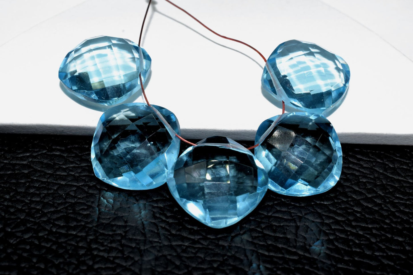 Sky Topaz Faceted Cushion Shape Briolettes,Side drilled Briolette,Finest Topaz Briolette,Handmade Briolette,December Birthstone briolette