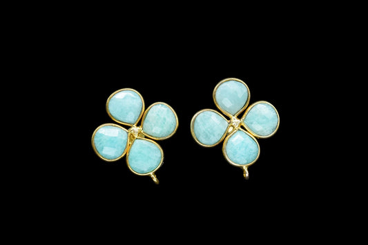 Amazonite Gemstone Earring Connector/Gold Plated Jewelry/Amazonite Handmade Jewelry/Bezel Component/Jewelry making Stone/Heart Shape Earring