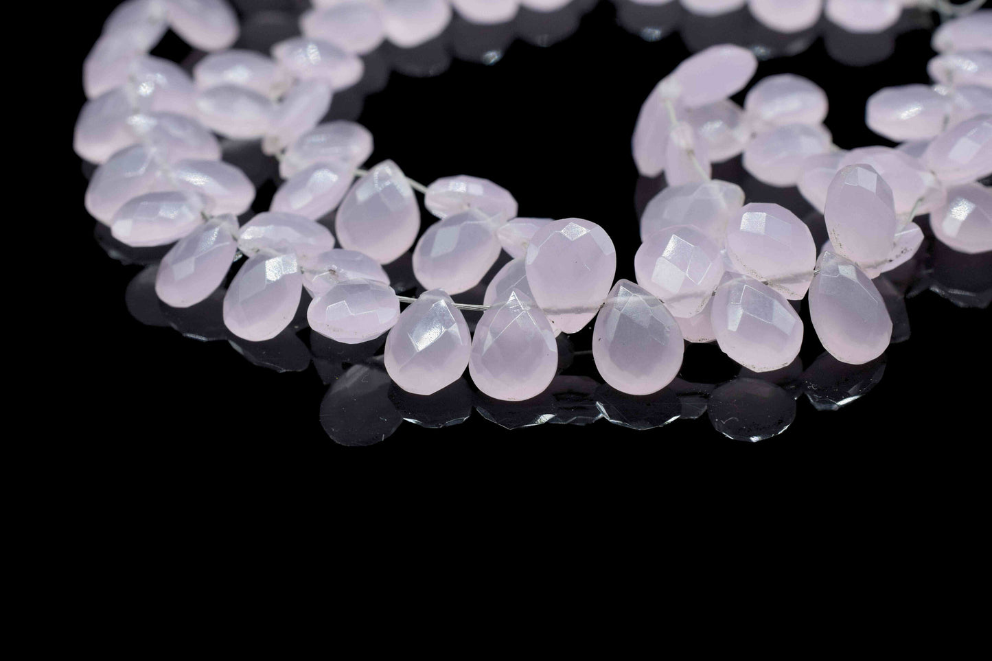 Pink Chalcedony 6x8mm Pear Shape Briolettes,Micro Faceted Pear Shape Beads,7Inch Strand,Rose Quartz Faceted Teardrop,Jewelry Making Gemstone