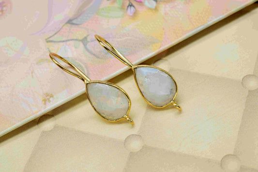 Moonstone 9x13mm Pear Shape Earring Connector,Moonstone Studs Earrings Jewelry,Teardrop Connector,Jewelry Finding,Jewelry Craft Supplie,Gift