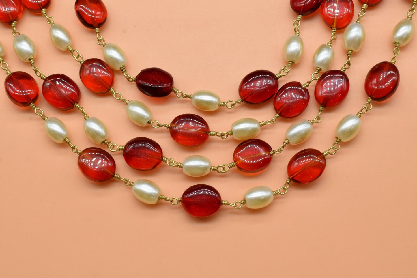 Garnet and Freshwater Big Pearl Rosary Chain,18K Gold Plated Oval Shape Beads,Diy Jewelry Making Beaded Chain By Foot For Necklace Wire Wrap