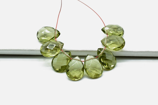 Green Amethyst teardrop briolettes,7x10mm Teardrop,Amethyst Pear Briolettes Supplies,Craft Supplies,Amethyst Micro Briolette Bead,Green pear