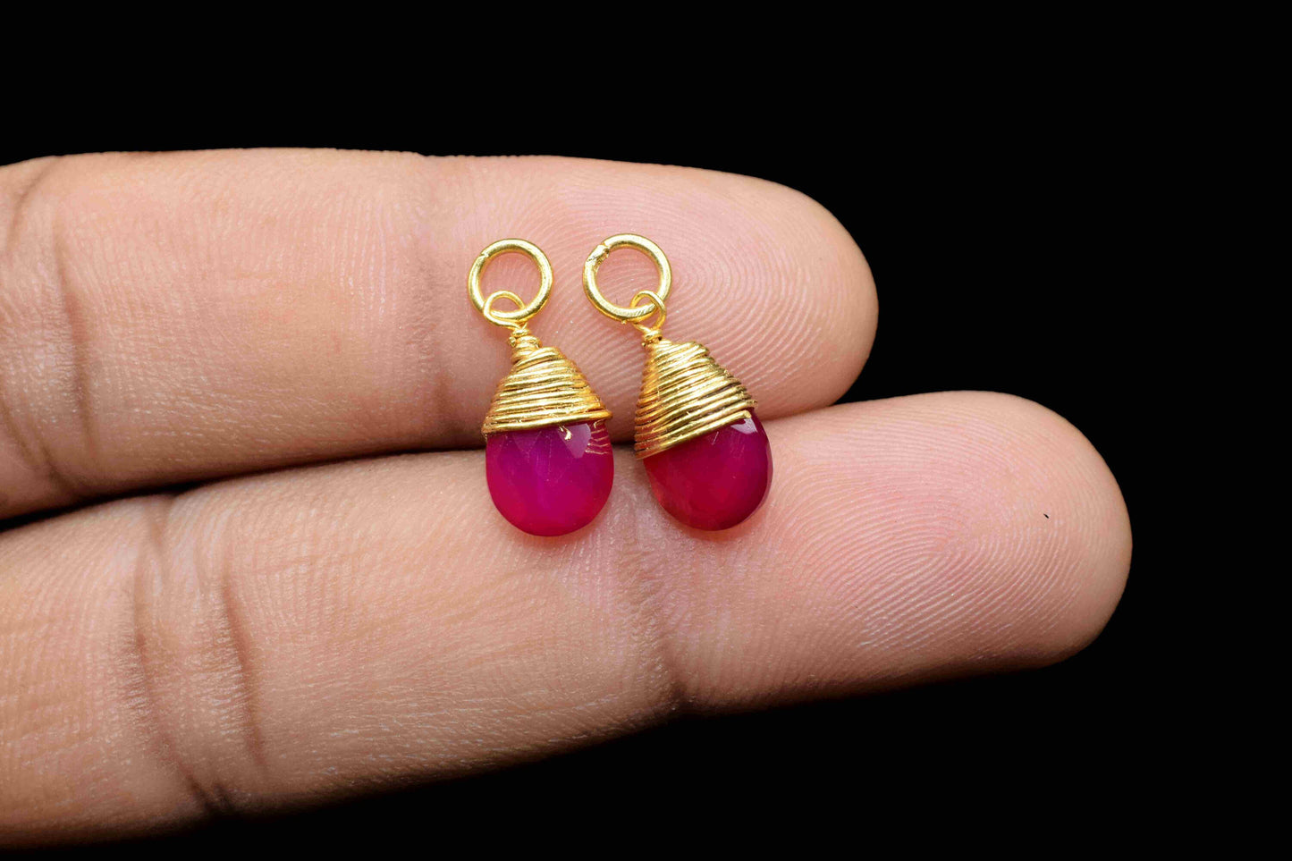 Pink chalcedony Faceted Connector,7x10mm Connector,Pendant Jewelry,Gemstone,Wire Wrapped Pendant,Wire Wrapped Necklace,hot pink chalcedony