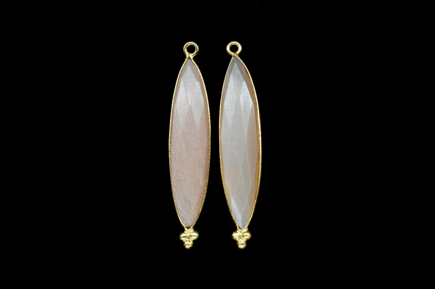 Peach Moonstone 7x34mm Marquise Shape Pendants,Peach, Moonstone Gemstone Charms Pendant,Peach Gemstone Gold Plating Single Bail Jewelry,Gift