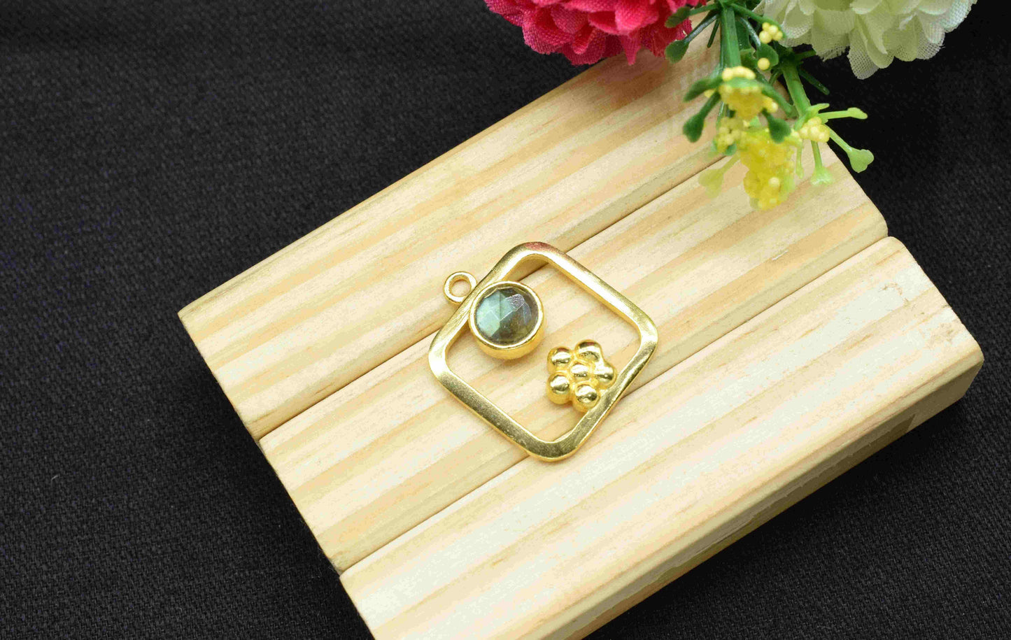 Labradorite Gemstone Component ,Labradorite Connector Pendant , Gold Plated Connectors , Pendant Jewelry , Earring Component , Women Jewelry