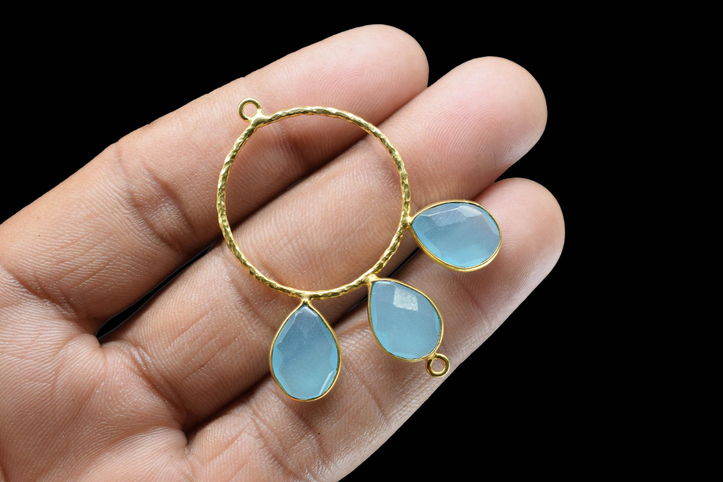 Peru Chalcedony Pendant/Gold Plated Jewellery/Connector Jewellery/Gemstone Jewellery/Brass Connector Jewellery/Double Bail Pendant/Gift