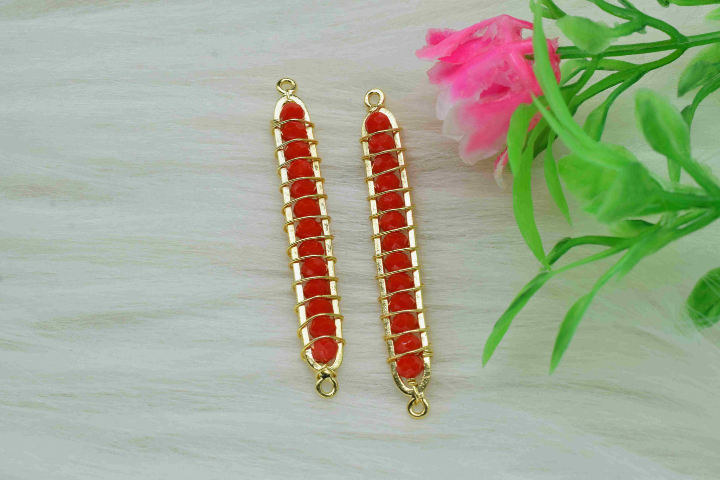 Red Coral beaded Bar Finding Connector, Bar Pendant Necklace,Coral Bar Bracelet,Finding Component,Beaded Bar Finding Component,Coral Jewelry