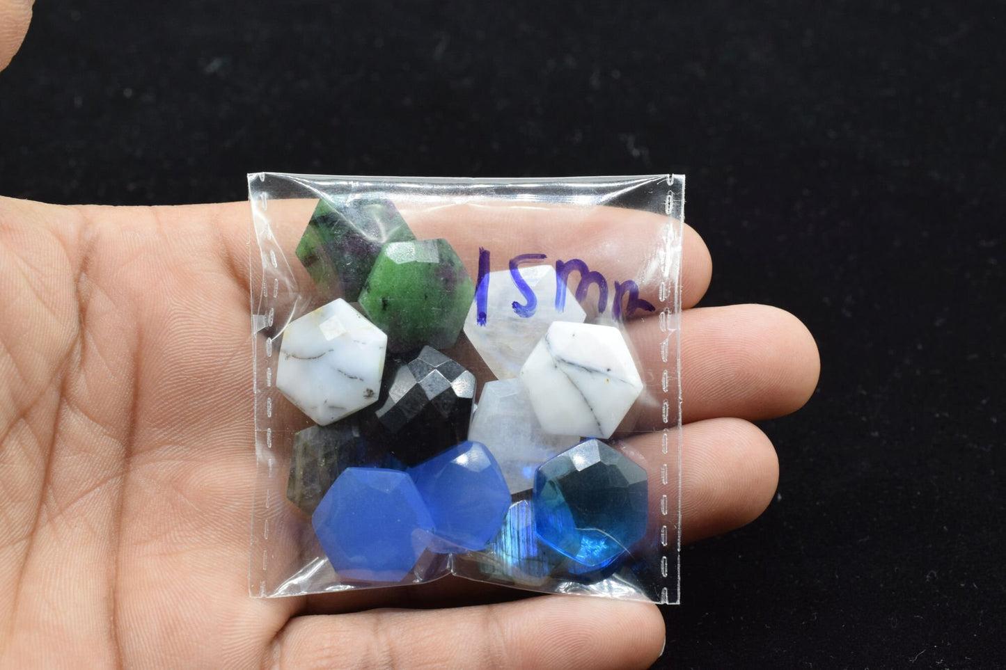 Rainbow Moonstone 15mm Hexagon Faceted Beads,15mm Hexagon Briolettes,Moonstone Briolettes,Jewelry Making Gemstone,Moonstone Faceted Beads