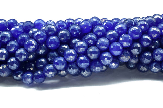 10mm Natural Blue Sapphire Round Beads,Sapphire Faceted Round Balls,Gemstone Round Balls,Sapphire Faceted Beads Strand,Jewelry Making Beads