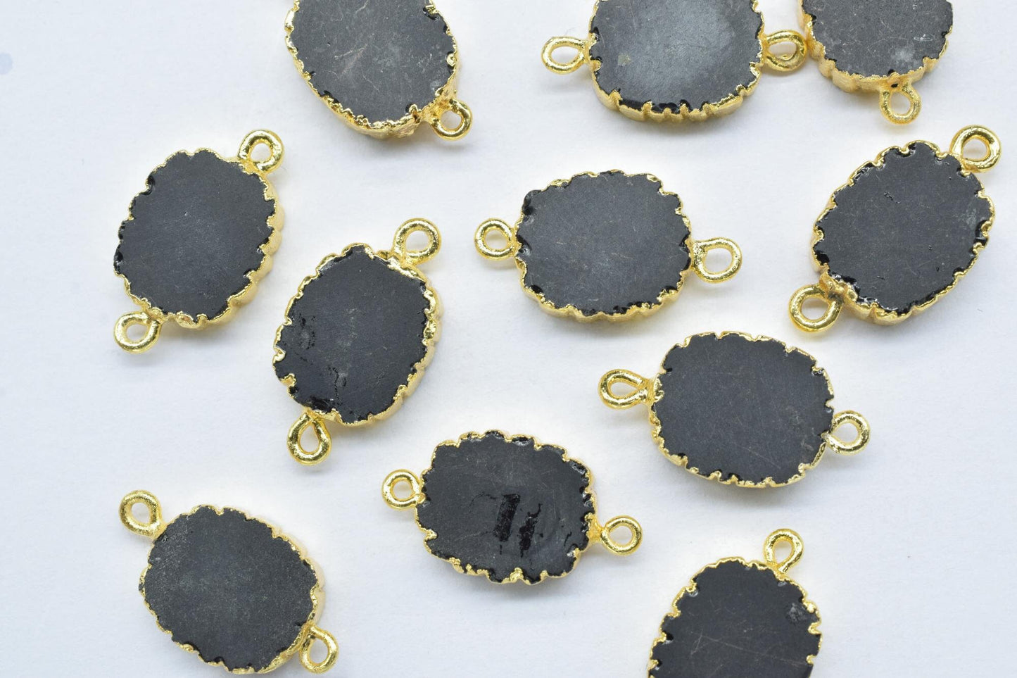 Black Onyx Pendant Charm,Handmade Cabechon Pendant Charm necklace,Pendant Jewelry Making Supply,Gemstone Electroplated,Double Bail Connector