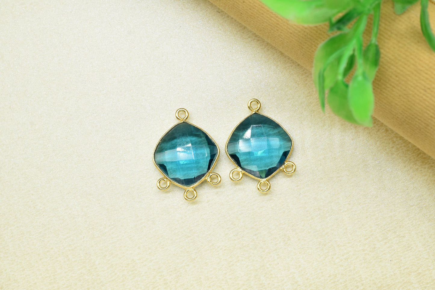 Neon Apatite 14mm Cushion shape Charm,Neon Apatite Gemstone Faceted Bezel,Apatite Gold Plating Single Bail Pendant,Neon Apatite Bezel charm