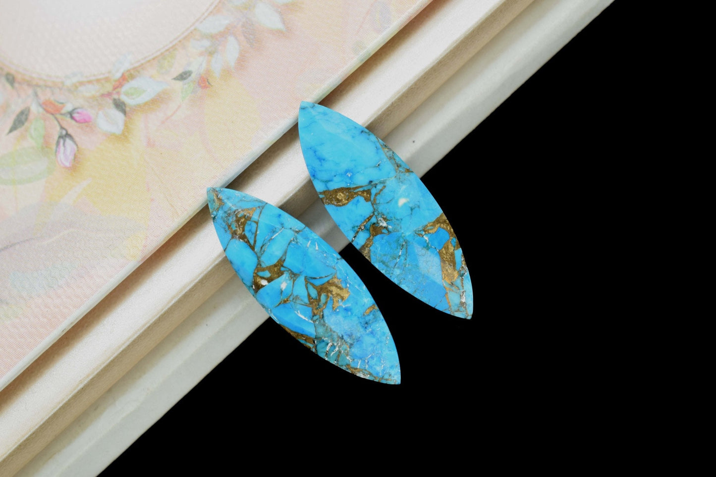 Copper Turquoise Long drop 10x30mm Briolette,sky copper turquoise briolette,Blue Copper Turquoise Marquise briolette,Matching Pair Briolette