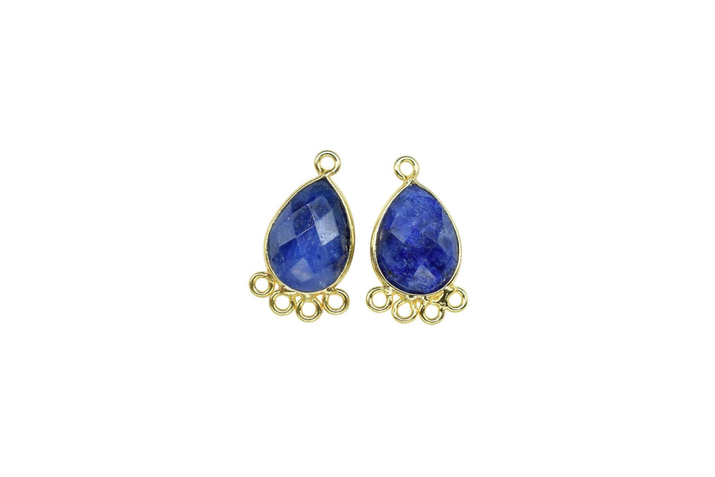 Blue Sapphire 10x14mm Teardrop Bezel Charm/Charms Connector/Handmade Jewellery Connectors/Gemstone Brass Component/Women Jewelry/B'day Gift