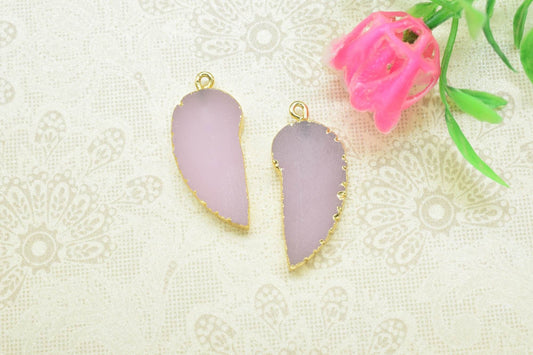 Rose Chalcedony Leaf Pendant,Handmade Pendant,Wing Earring Connector,Single Bail Connector,Gemstone Angel Wings Pendant Charm,Pendant Gift