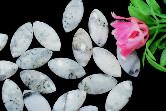 Dendrite Opal 10x20mm Marquise shape Faceted Hand Cut Gemstone Briolette,Marquise Shape Briolette - Loose Gemstone -,gemstone briolettes