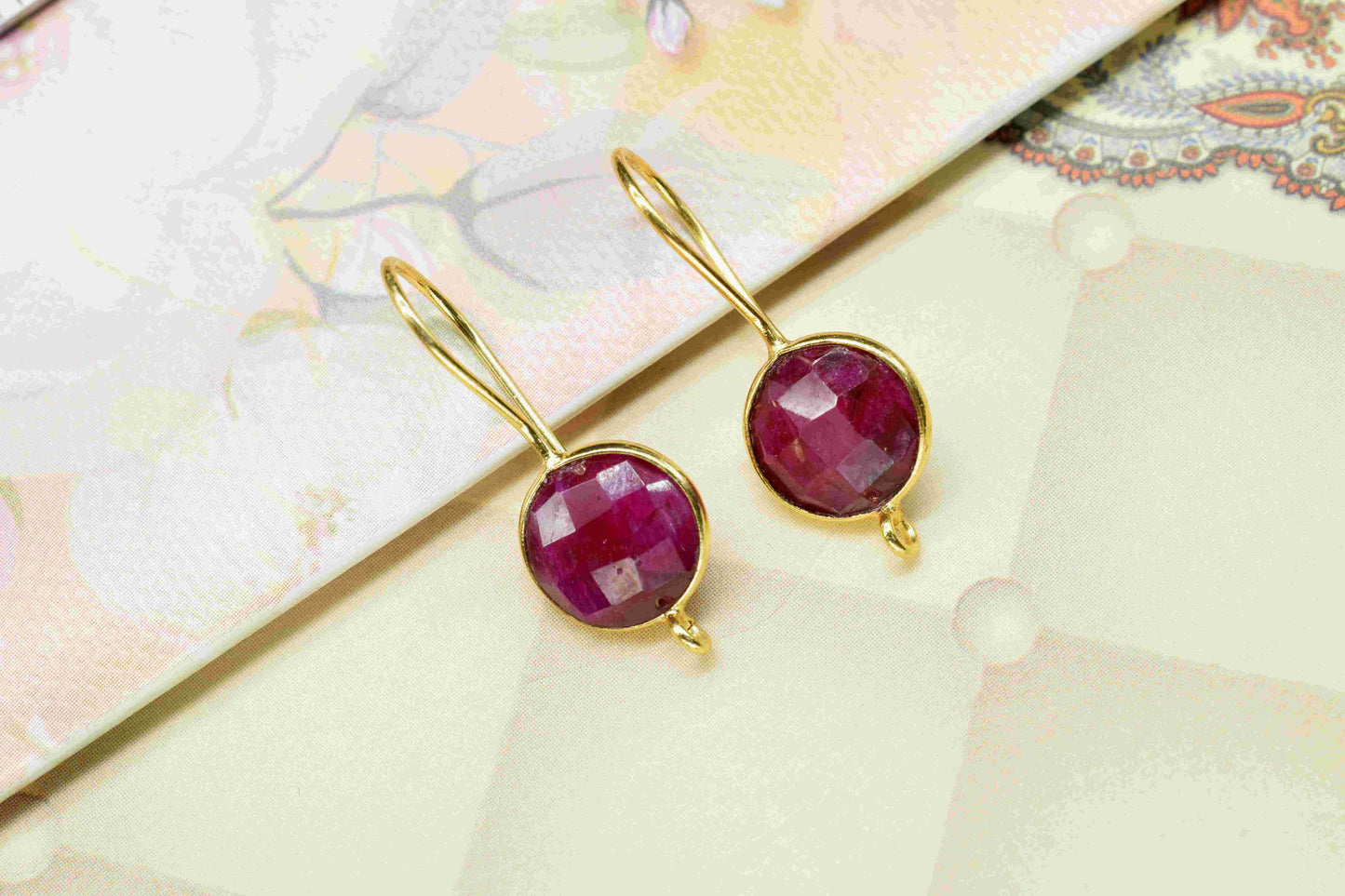 Ruby 10mm Round Connector,Earring Connectors Studs Jewelry,Bezel Rim Earring Connector,Handmade Bezel Connectors,Jewelry Craft Supplies,Gift