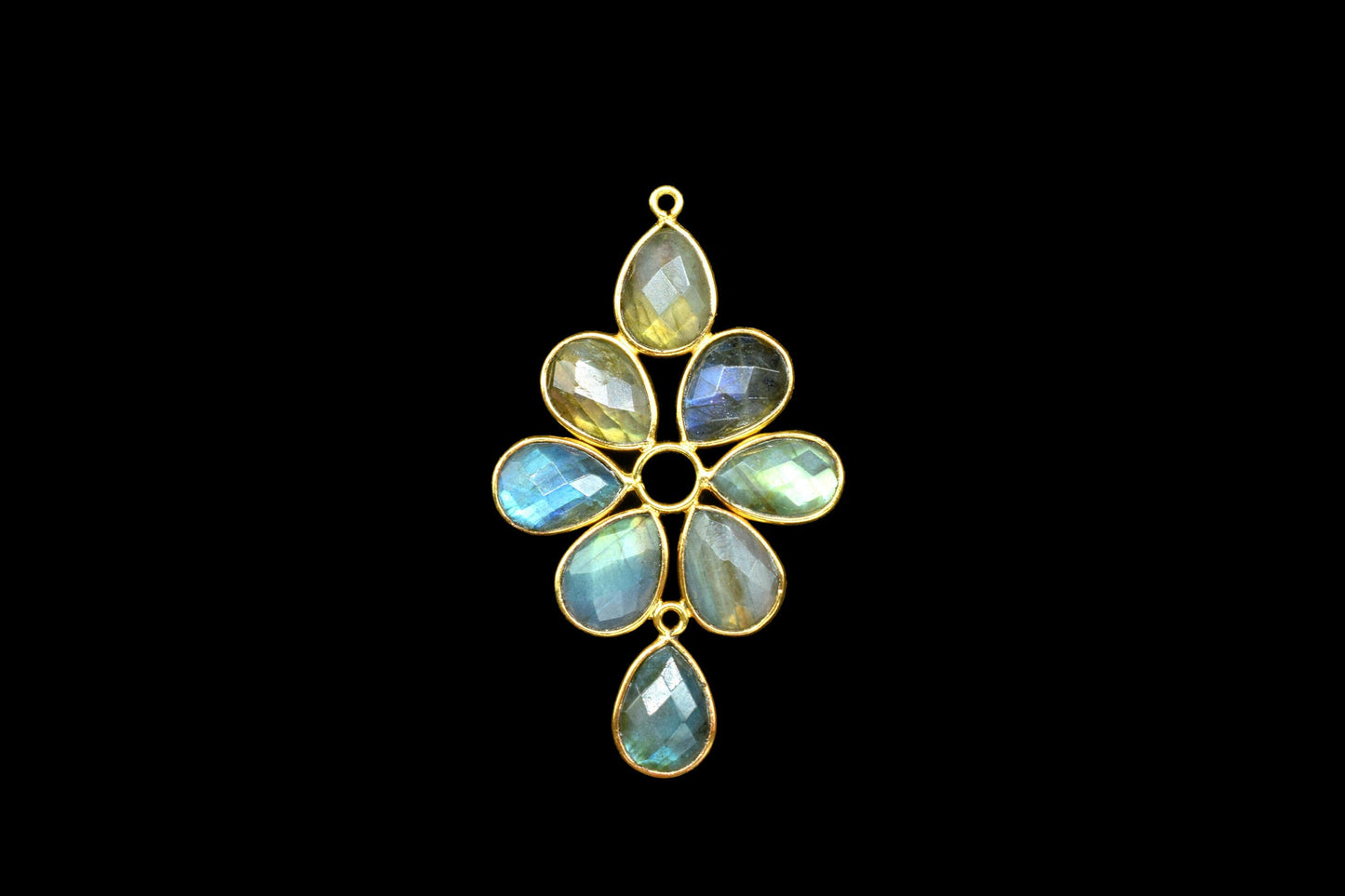 Natural Stone Bezel Pendants,Gemstone Flower Pendant,Craft Supplies,Handmade Beads Jewelry,Components Earring Connectors,Station Bezel Link