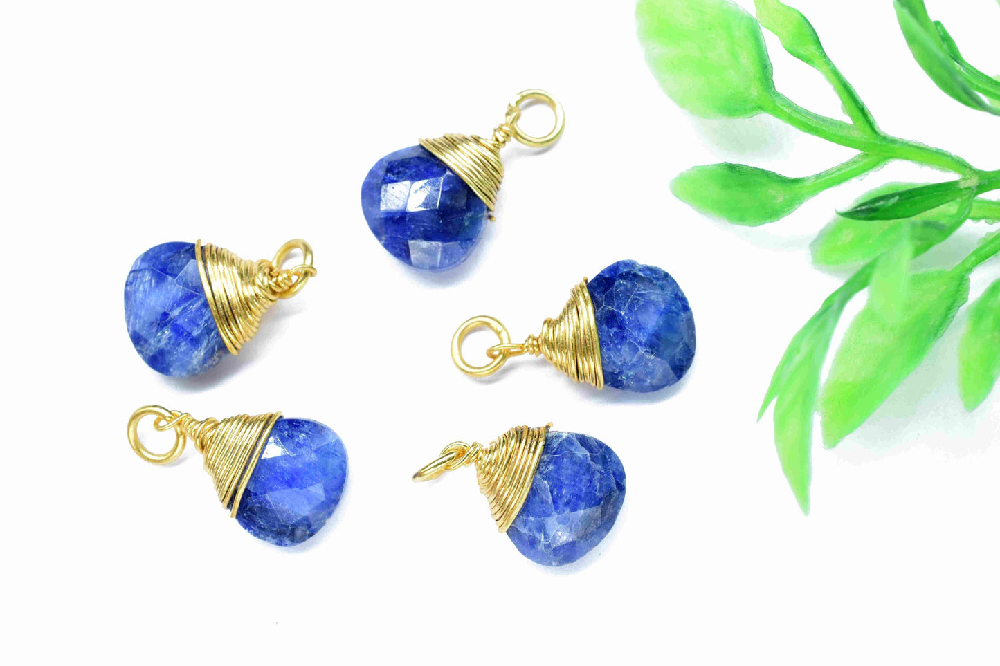 Blue Sapphire Faceted Connectors, 10mm Heart Shape Connectors, Pendant Jewelry, Gemstone Wire Wrapped Pendant, Wire Wrapped Necklace Jewelry