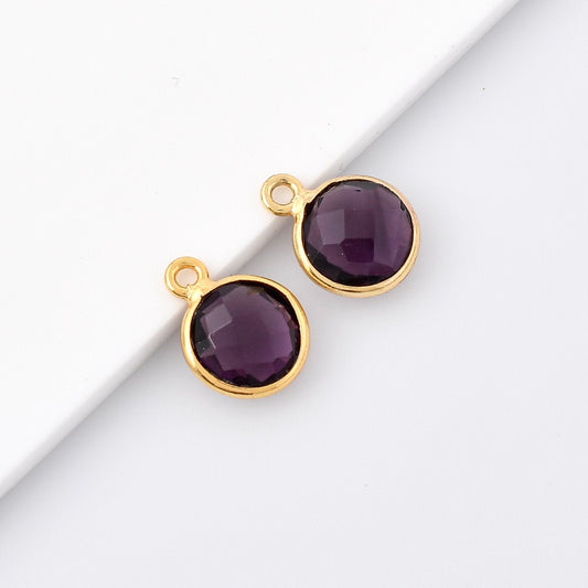 Amethyst charms,Amethyst single connector pendant,jewelry making charms,Gemstone connector,Brass charms,Gold plated charms,Jewelry supplies