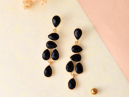 Black Onyx Earrings,Dangle Earring,Bridal Earring,Gold Plated Earring,Teardrop Earring,Women Earring,Designer Earrings,Wedding Earring,Gifts
