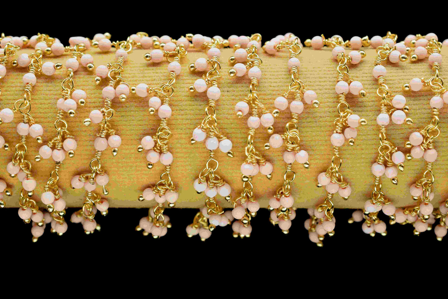 Pink Opal 2mm Cluster Rosary Chain,Handmade Rosary Chain,Opal Jewelry Making,Wire Wrapped Bead Dangling Rosary For Necklace,Finding Jewelry