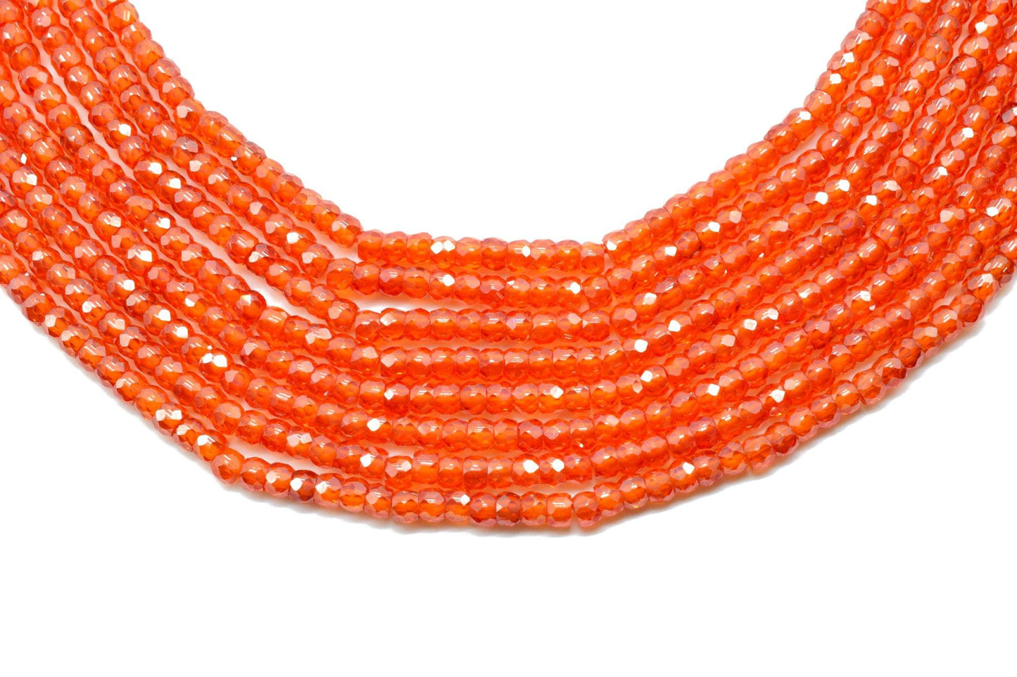 Carnelian 3mm Faceted Rondelle Beads, Natural Micro Carnelian Cubic Zircon Faceted Rondelle Beads/Carnelian Cubic Zirconia Gemstone Beads