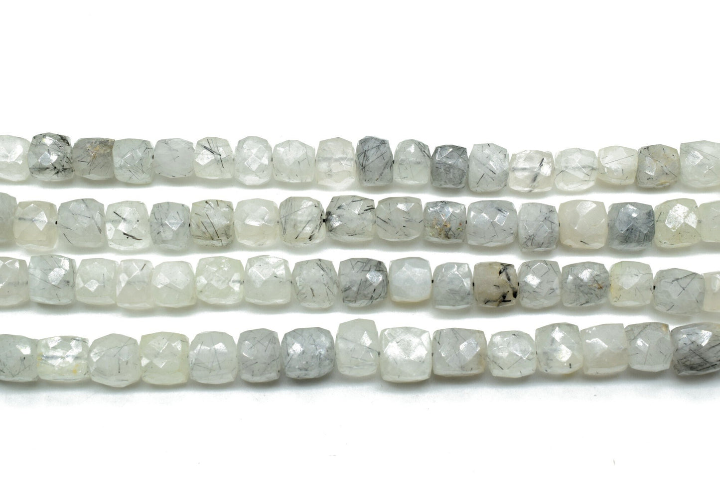 AAA Natural Black Rutile Faceted 6mm to 7mm Cube Beads Genuine Black Rutile beads, Faceted Laser Diamond Cut 8" Strand,Rectangle Nuggets