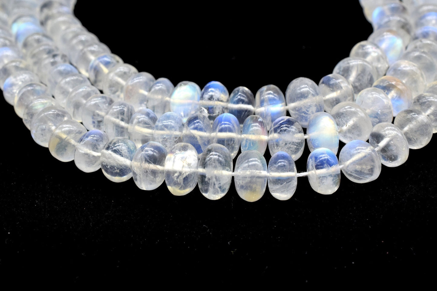 Moonstone Smooth Rondelle Beads,6mm to 9mm Smooth Beads,Rainbow moonstone beads,jewelry making beads,Graduated moonstone beads,AAA+ GRADE